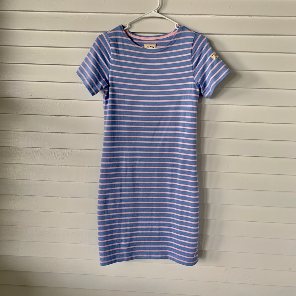 Joules blue and pink stripe tee dress